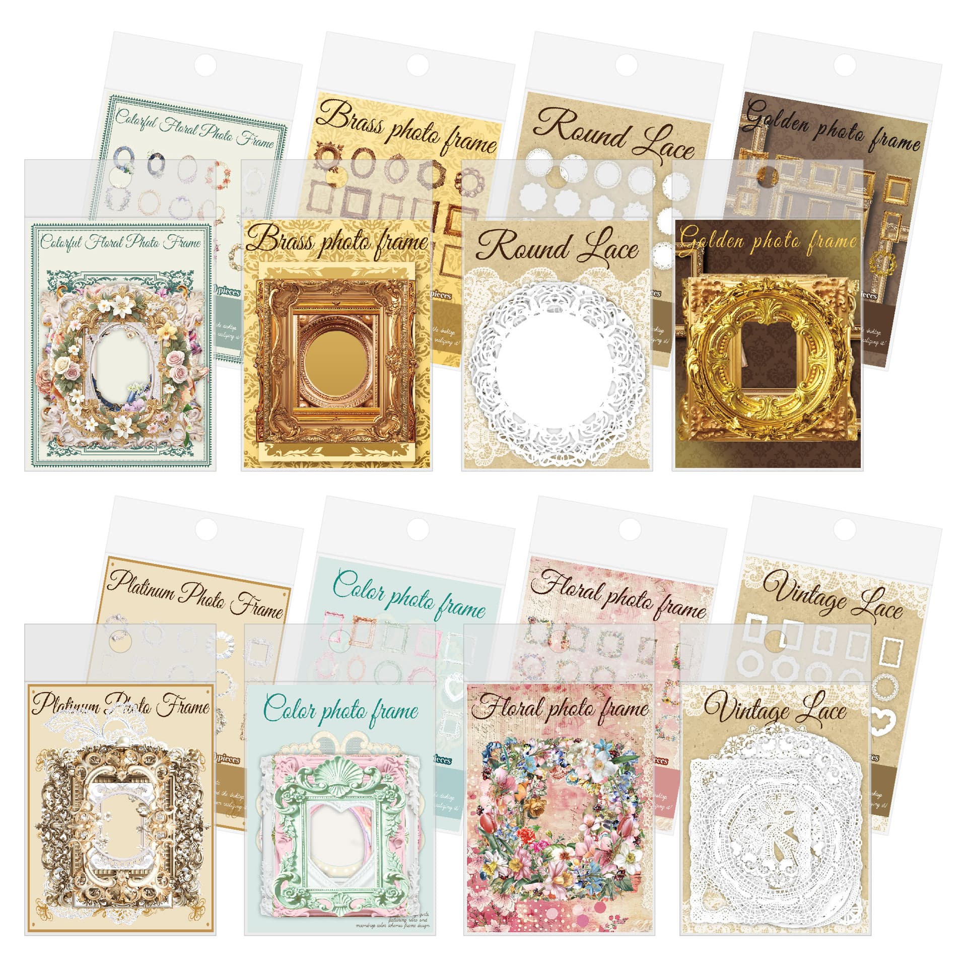 New Product Border Stickers 30 European-Style Transparent Pocket Material Base Collage DIY Retro Hollow Photo Frame Stickers