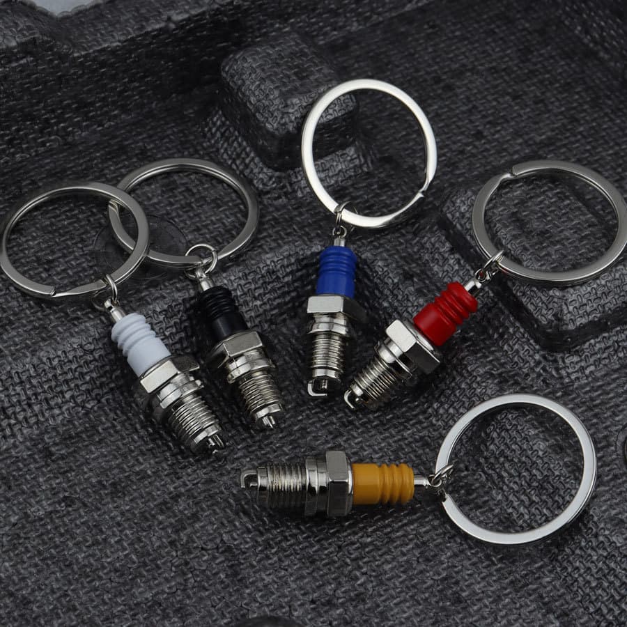 Factory Stock Creative Car Spark Plug Keychain Metal Texture Spark Plug Corporate Small Gift Keychain