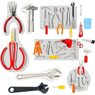 Hardware Tool Silicone Mold Wrench Scissors Pliers Utility Knife Hammer Chocolate Fondant Cake Decoration Mold