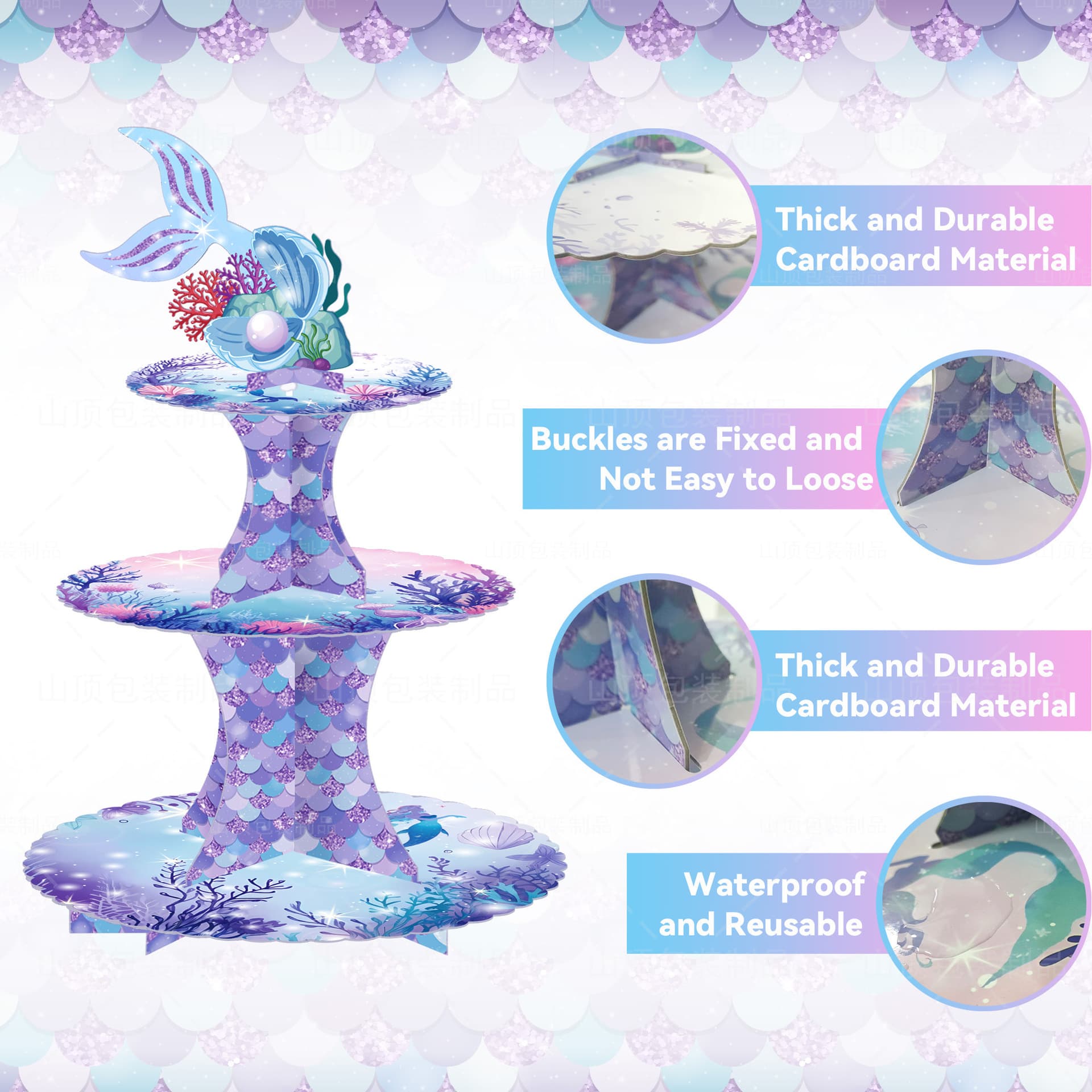 Cross-border New Mermaid Theme Birthday Party Decoration Cake Stand Cake Holder Dessert Table Setup Cake Stand