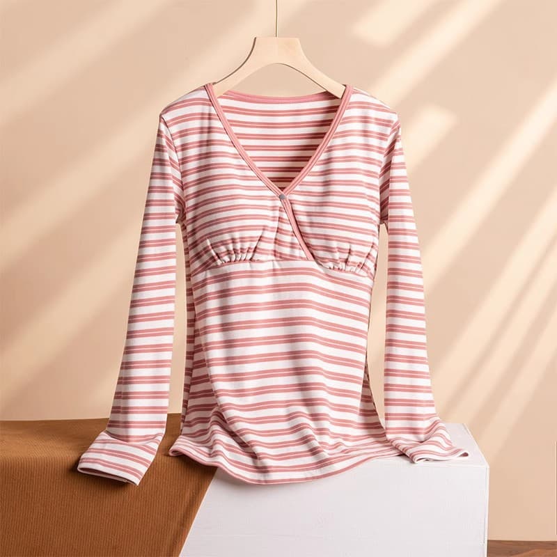 Autumn/Winter New Style Pure Cotton Plus Size Maternity Wear Crossover Long Sleeve Top Home Wear Pajamas Manufacturer