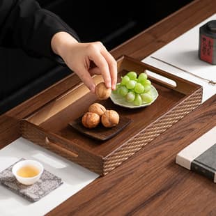 Vintage Light Bamboo Tray, Home Use Breakfast Bread Tray, Japanese Tea Tray, Living Room Fruit and Cup Holder Placement Tray