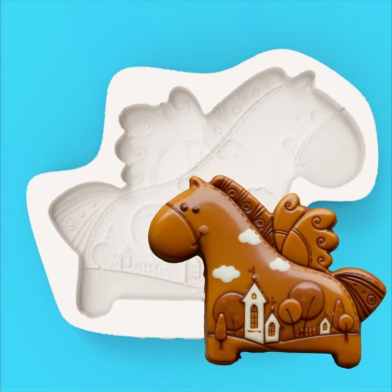 Pastoral Castle Winged Pony Silicone Mold DIY Handmade Soap Fondant Chocolate Pegasus Mold 18519