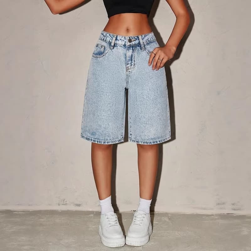 Cross-border supply for Amazon, AliExpress, and SHEIN best-selling teenage girls' capri jeans in stock