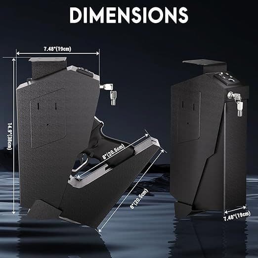 Amazon side-hanging pistol case gun box with blue light, silent, fingerprint, password, and key for bedside table and desk wholesale