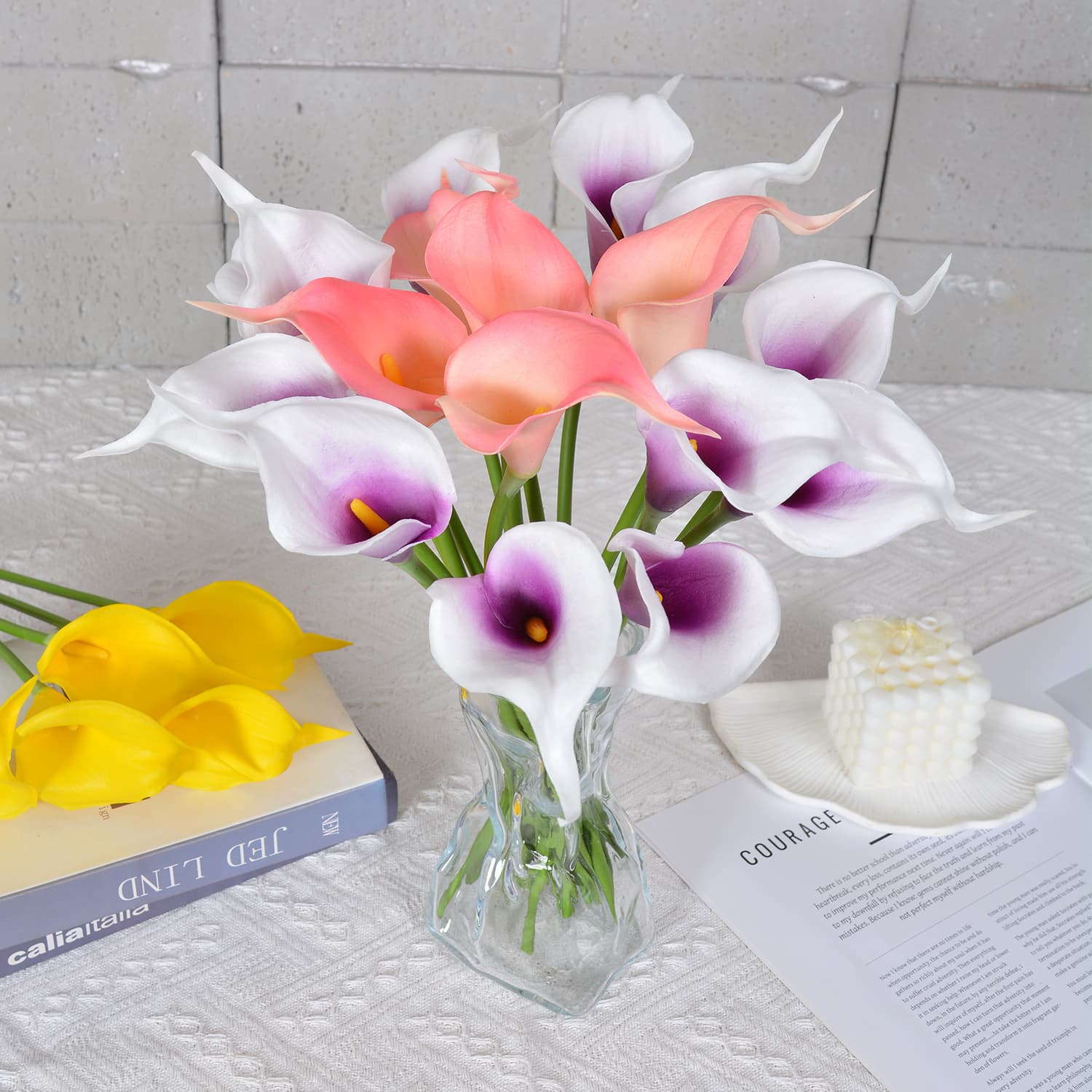 Artificial Touch PU Calla Lily Bouquet Fake Flowers Plastic Wedding Living Room Decoration Arrangement Cross-Border Wholesale