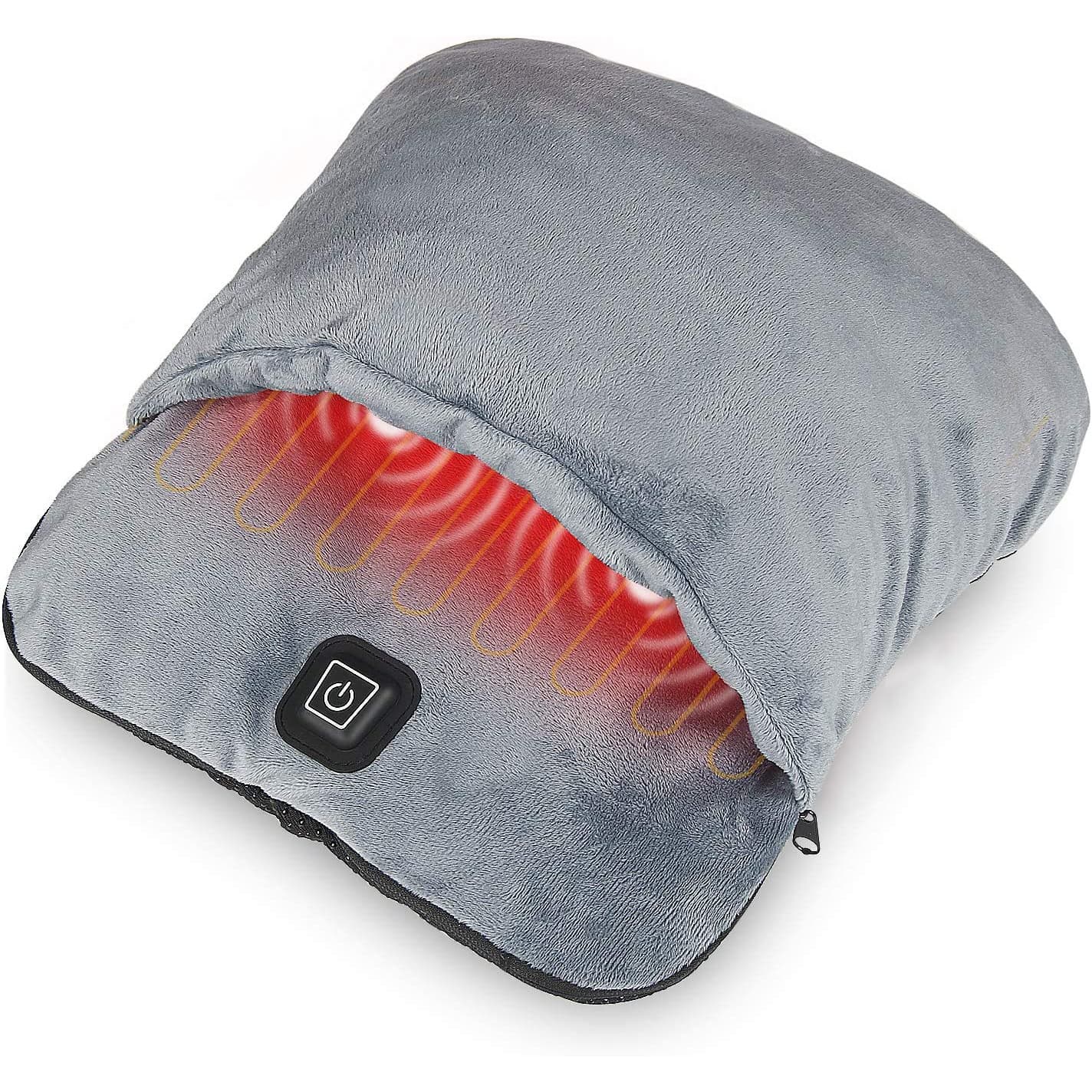 USB heated, vibrating, and massaging foot warmer, a winter-ready, flannel-lined, fast-heating electric foot warmer, in stock.