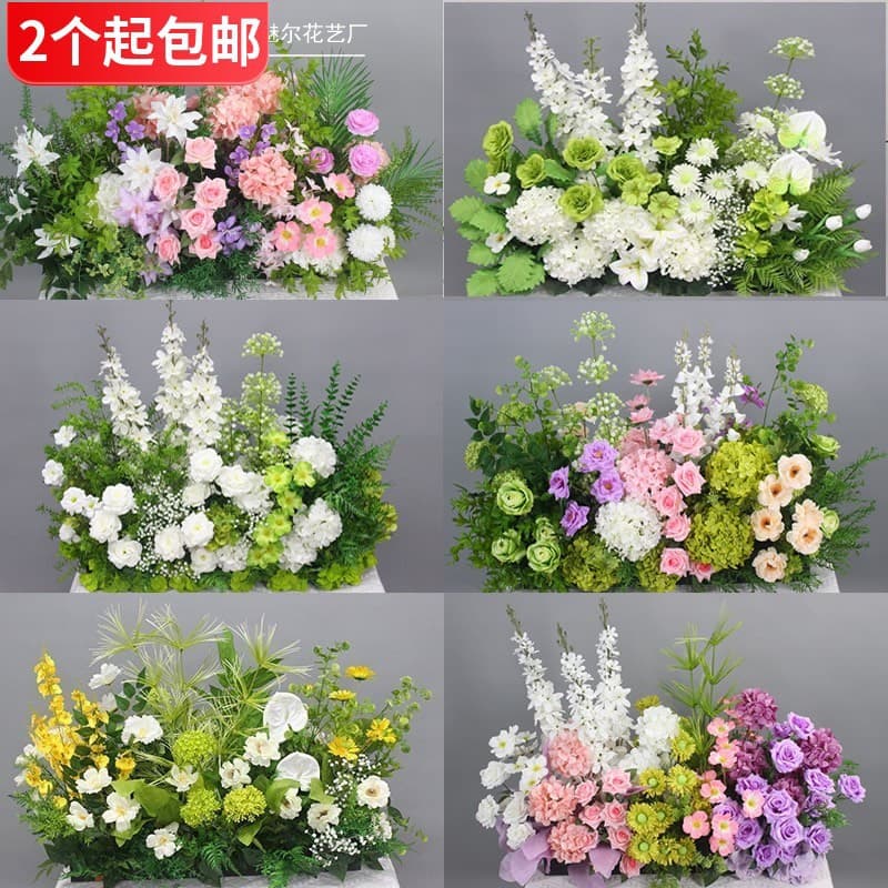 Wedding Forest Style Flower Row Floor Decoration Arrangement Artificial Fake Flowers Aisle Guide T-Stage Floral Monet Style