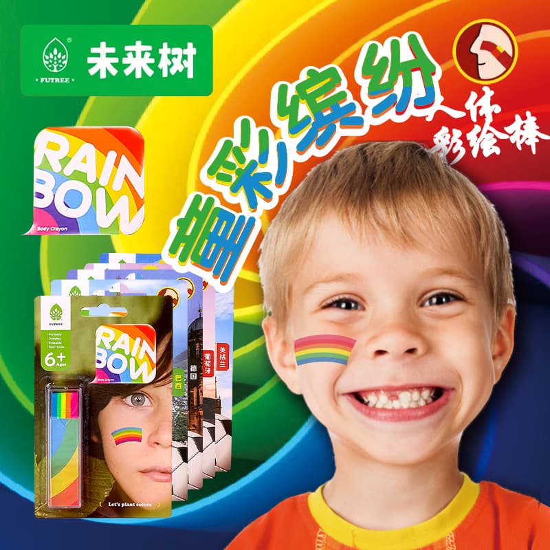 Future Tree Children's Face & Body Paint Sticks 6-Color Washable Face Painting Crayons Rainbow Face Sticks