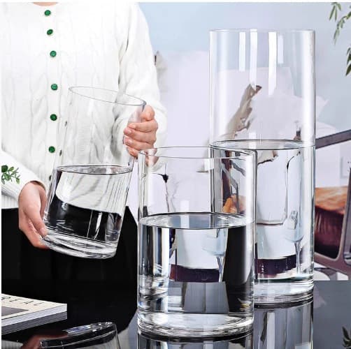 Acrylic Vase Round Vase Transparent Straight Cylinder Hydroponic Plant Bottle Eco-Friendly Minimalist Decorative Flower Vase Light Luxury