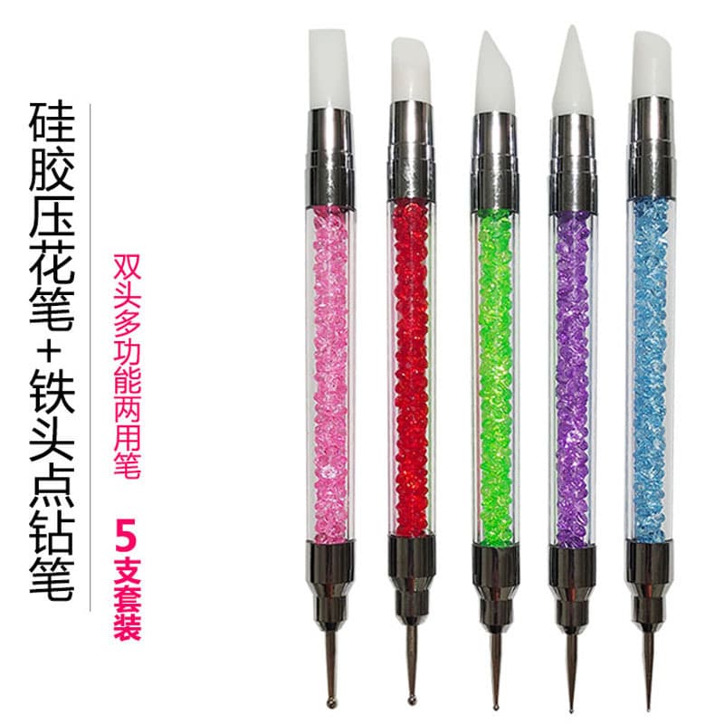 Source Factory's new manicure pen, dual-ended silicone pen, embossing pen, dot pen, dot pen, 5-piece set