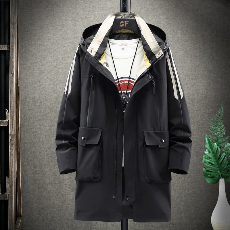 2021 Spring and Autumn Casual Plus Size Extra Large Versatile Mid-Length Windbreaker Trendy Brand Trendy Fat Men 2168