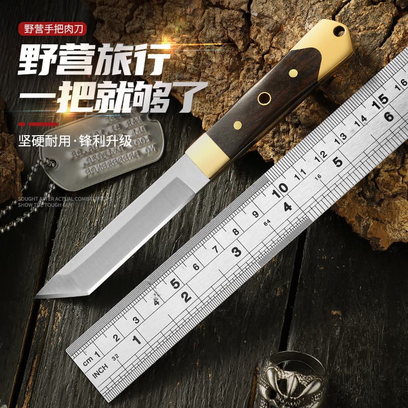 Damascus Pattern Outdoor Portable Self-Defense Knife Hand-Held Meat Knife Outdoor Camping Kitchen Knife Camping Fruit Knife