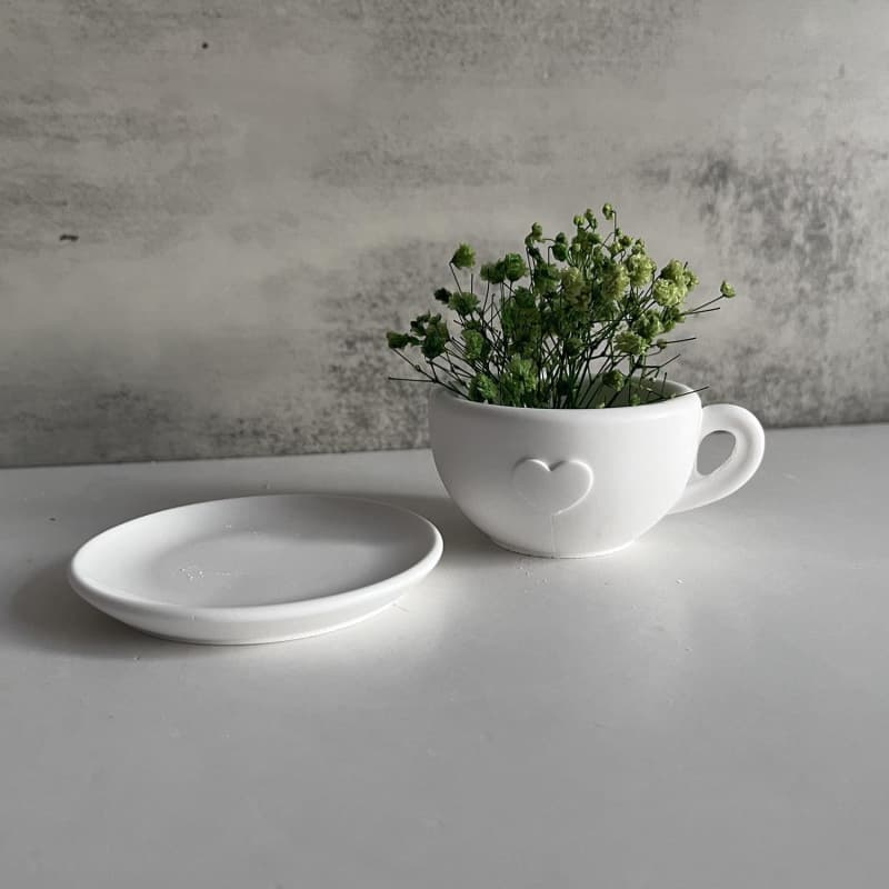 New and Good Candle Cup Silicone Mold Heart Tea Cup Coffee Cup Saucer Storage Plaster Epoxy Resin Wholesale