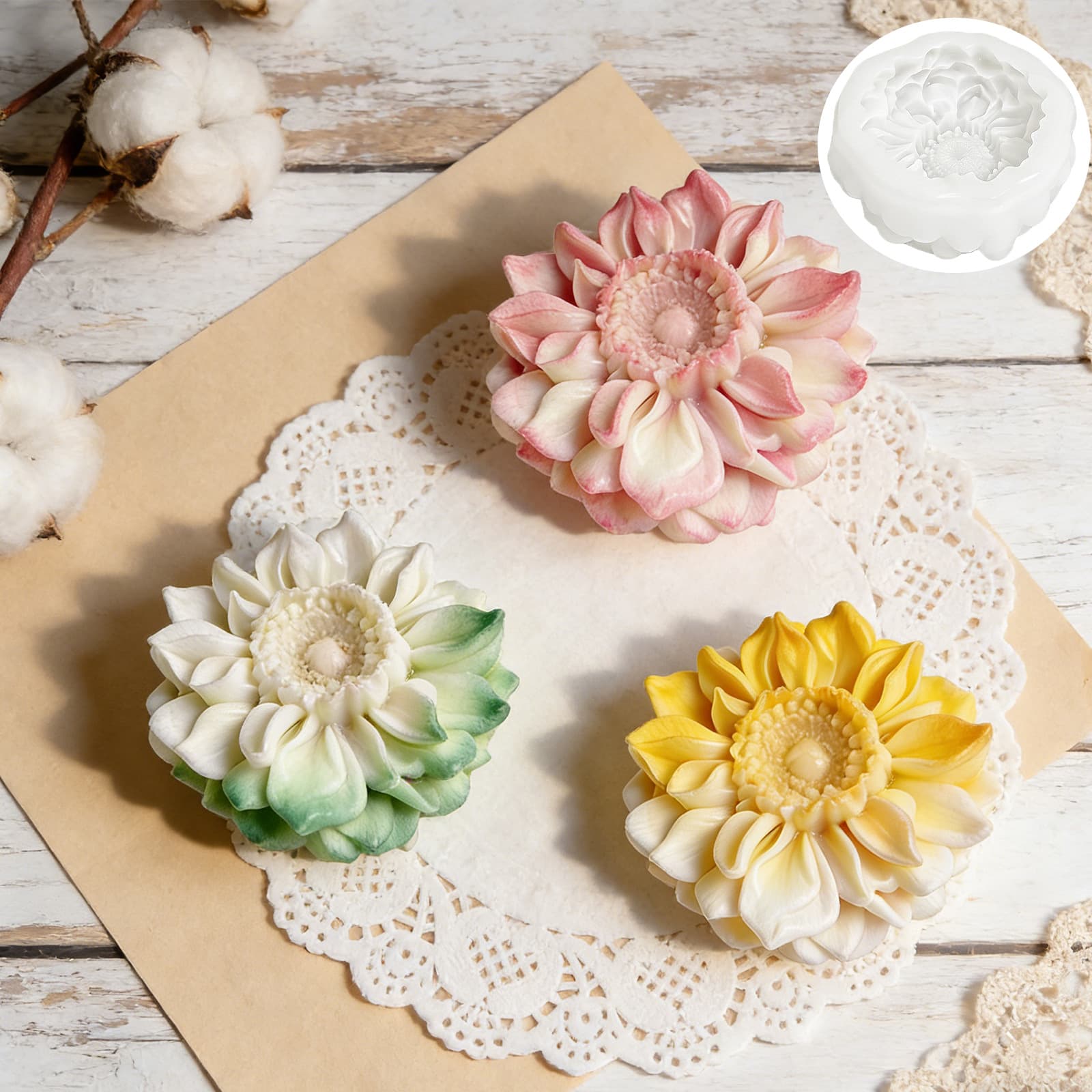Sanxin Simulation Sunflower Aromatherapy Candle Silicone Mold for Handmade Soap, Plaster Candle, Fondant Baking Silicone Mold