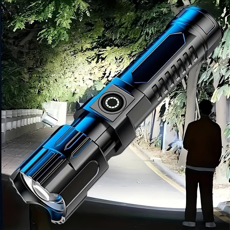 Cross-border Flashlight High-Power Rechargeable Zoomable Plastic Flashlight