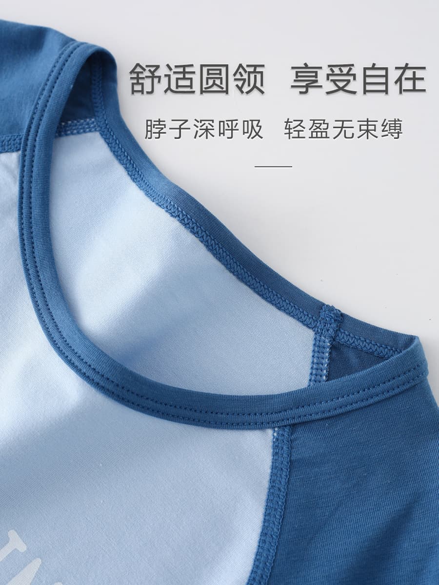Children's Pajamas Boys Short Sleeve Long Pants Loungewear Set Summer Thin Modal Cotton Boys Baby Air-Conditioned Clothing