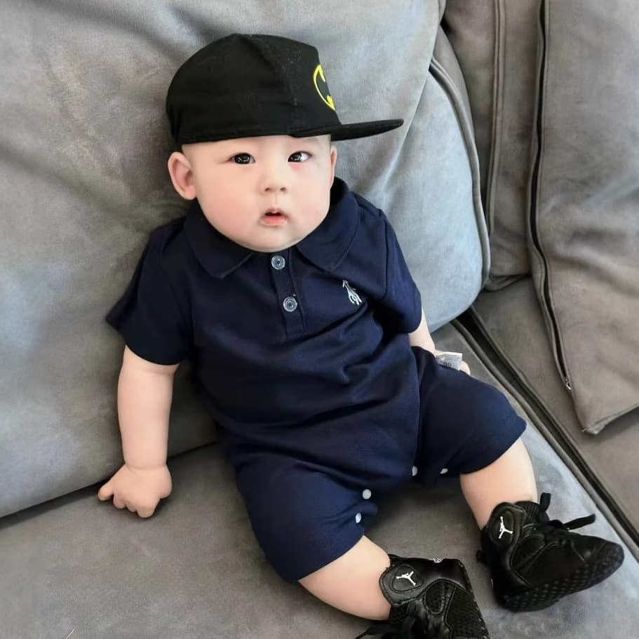 Baby Summer Romper Stylish Versatile Infant Polo Shirt Short Sleeve Bodysuit Summer Thin Baby Romper