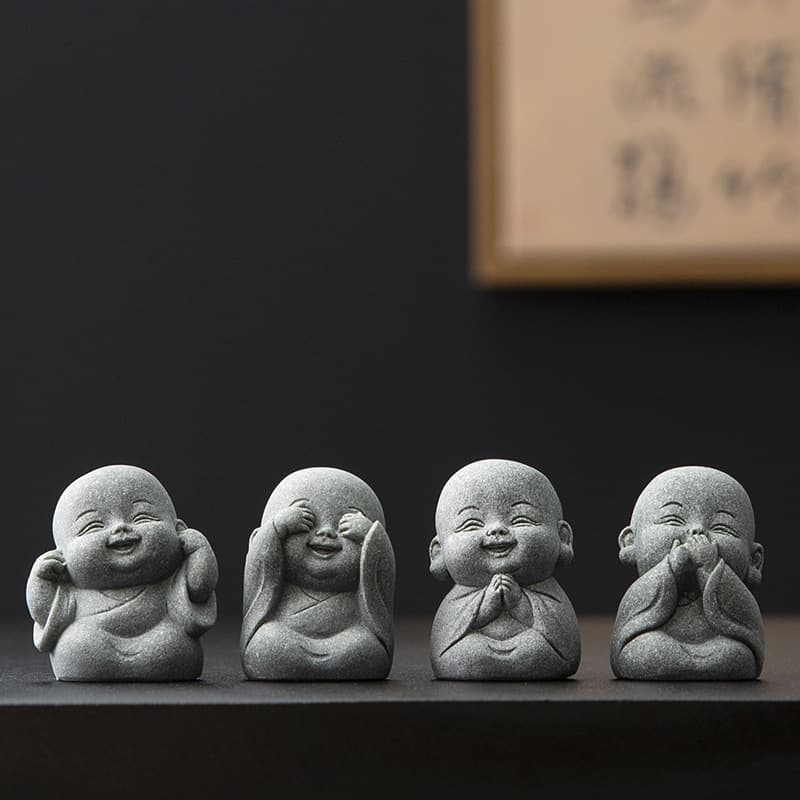 Creative Four Small Monk Home Decoration Desktop Tea Pet Decoration Micro Landscape Landscaping Crafts Gift