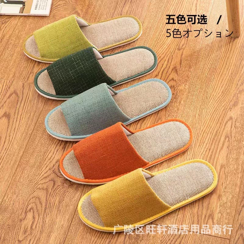 Hotel hotel home disposable slippers beauty salon coral fleece linen aviation cotton slippers wholesale