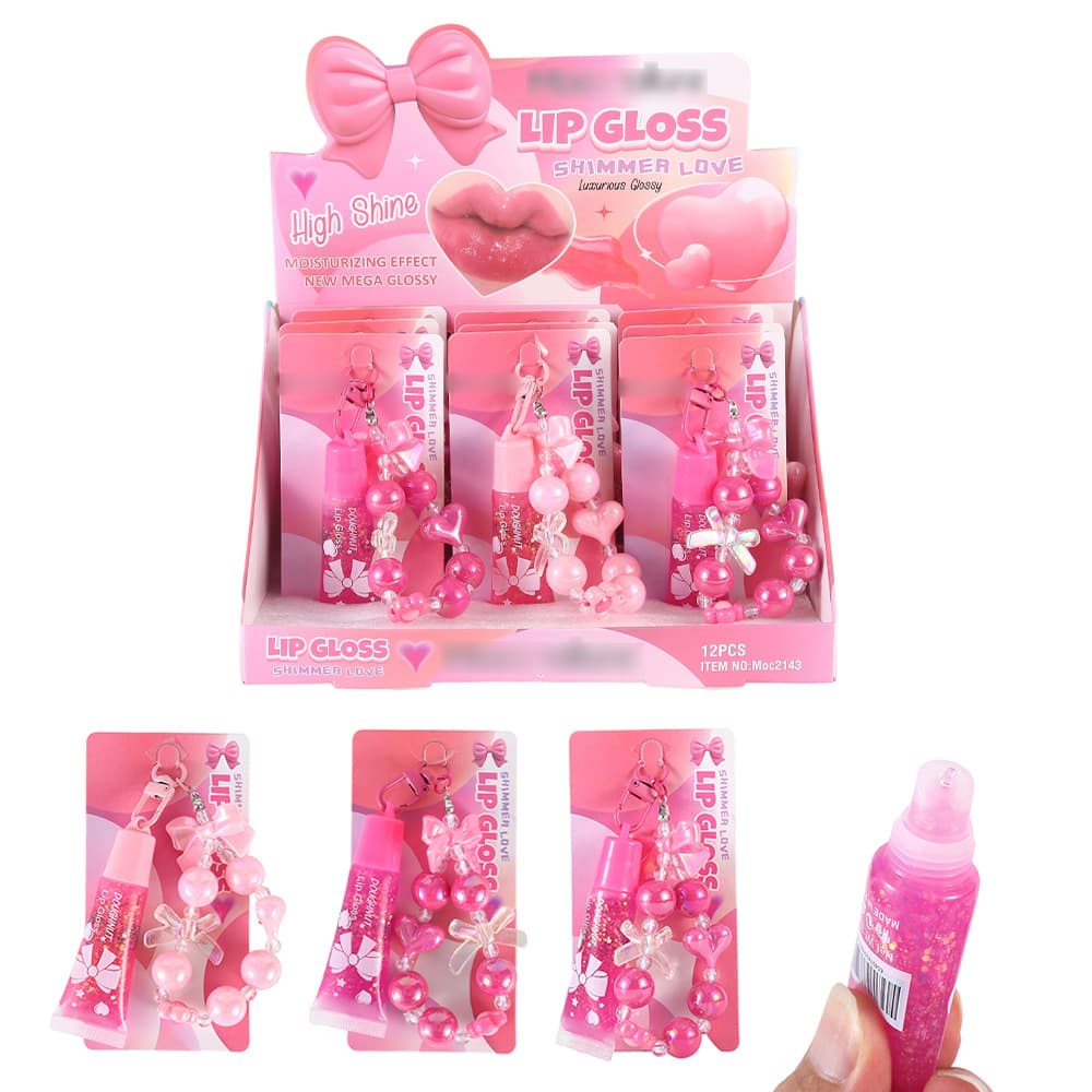 Yiwu Soft Tube Lip Gloss with Pendant Charm for Kids Teens Cute Decorative Chain Lip Oil Lip Glaze