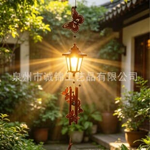 Wind Chime Pendant Light Lawn Pastoral Courtyard Solar Decorative Light with Bell Hook
