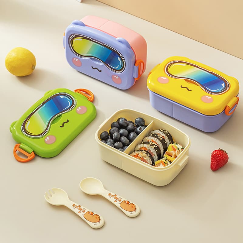 Good-looking lunch box with compartments, cute children’s owl lunch box