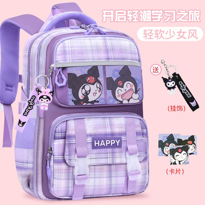 New middle and high school schoolbags for girls in grades 1-9, lightweight children's spine protection and load-reducing backpack, large capacity