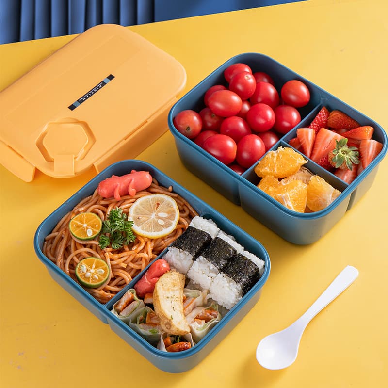 Food-Grade Insulated Sealed Plastic Lunch Box with Compartments and Lid, Portable Outdoor Picnic Bento Box, Microwave-Safe