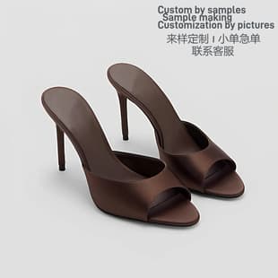 Cross-border Large Size One-Strap Sandals Women 2026 Summer Women's Shoes Shallow Mouth Fabric Open-Toe High Heels Thin Heel Slide Sandals