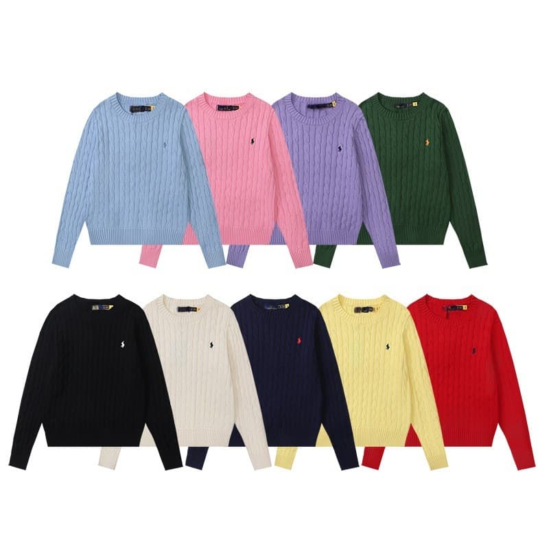 Ralph Lauren embroidered chest logo horse knit sweater long sleeve short sleeve cardigan half-zip knit sweater