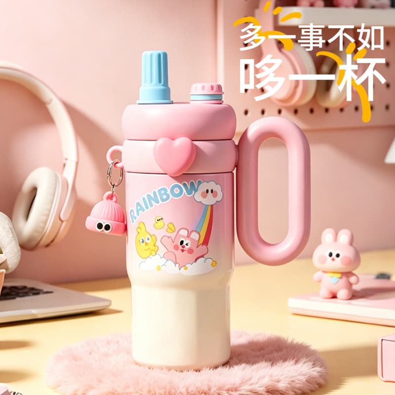New Mengka Rabbit Giant Insulated Cup Super Cute Straw High Appearance Ice Boss Cup Inner Liner Large Capacity Water Cup