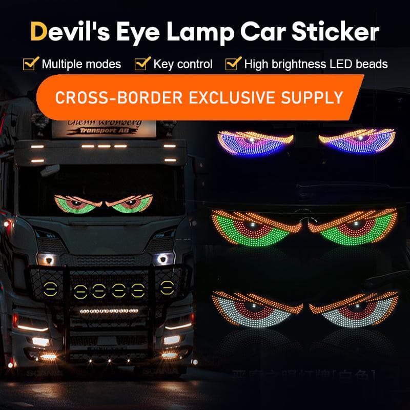 Cross-Border Exclusive 30x12cm Car LED Demon Eye Light Sticker, USB Multicolor Flash Light