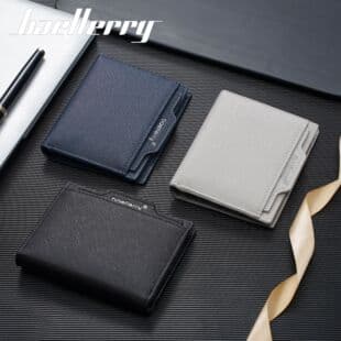 New Cross-Border Men's Short Wallet, Slim Bifold, Simple and Fashionable, Multi-Card Horizontal Stitching Leather Wallet