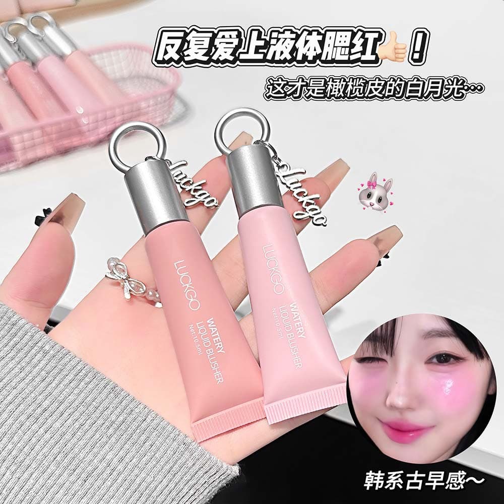 LUCKGO water-based liquid blush for daily commuting, clear peach powder, Korean style, sweet and affordable