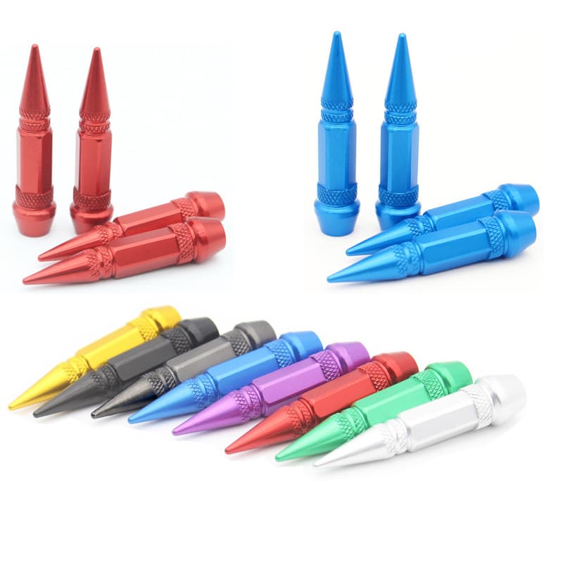 Car and Motorcycle Modification 45mm Tire Personalized Universal Bullet Valve Cap Pointed Aluminum Valve Stem