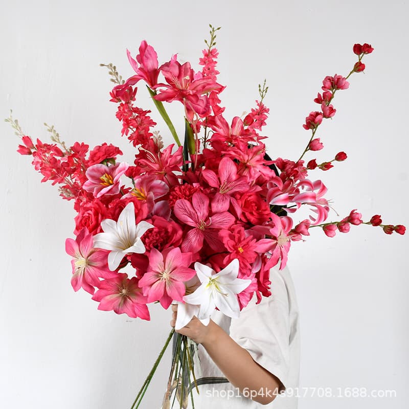 Hot-selling rose-red artificial flowers for wedding, engagement, banquet decoration, aisle flowers wholesale