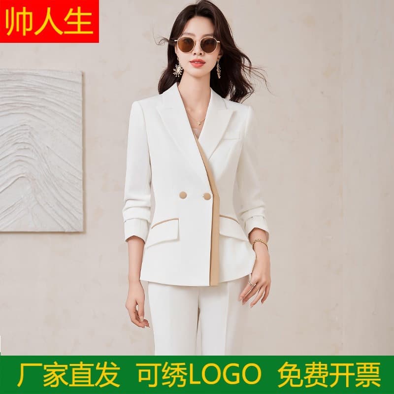 New Autumn/Winter Pink Long-Sleeve Suit Set Fashion Women's Blazer Cross-Border Factory Direct Professional Wear Wholesale