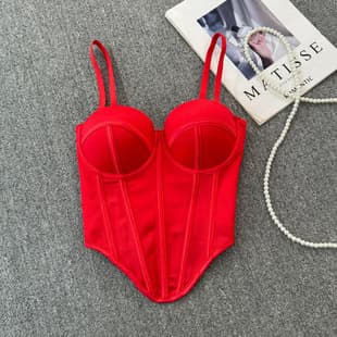 Cross-border Outerwear Fishbone Corset Top Soft Support Wire Slimming Irregular Hem Short Camisole Tank Top Source