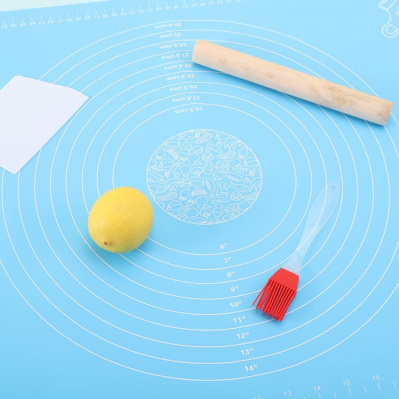 Household kitchen silicone kneading mat, square, non-slip, non-stick, with measuring scale, for rolling out dough and baking tools. Wholesale.