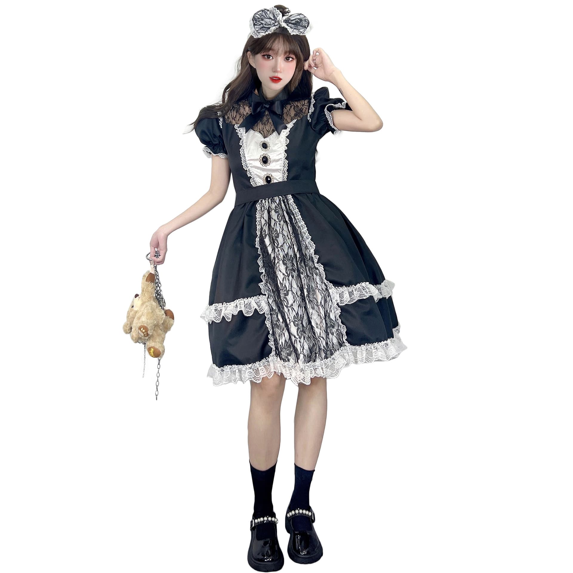 M-XL New Japanese Lolita Clothing Maid Uniform Academy Style Fresh COS Anime Role Play
