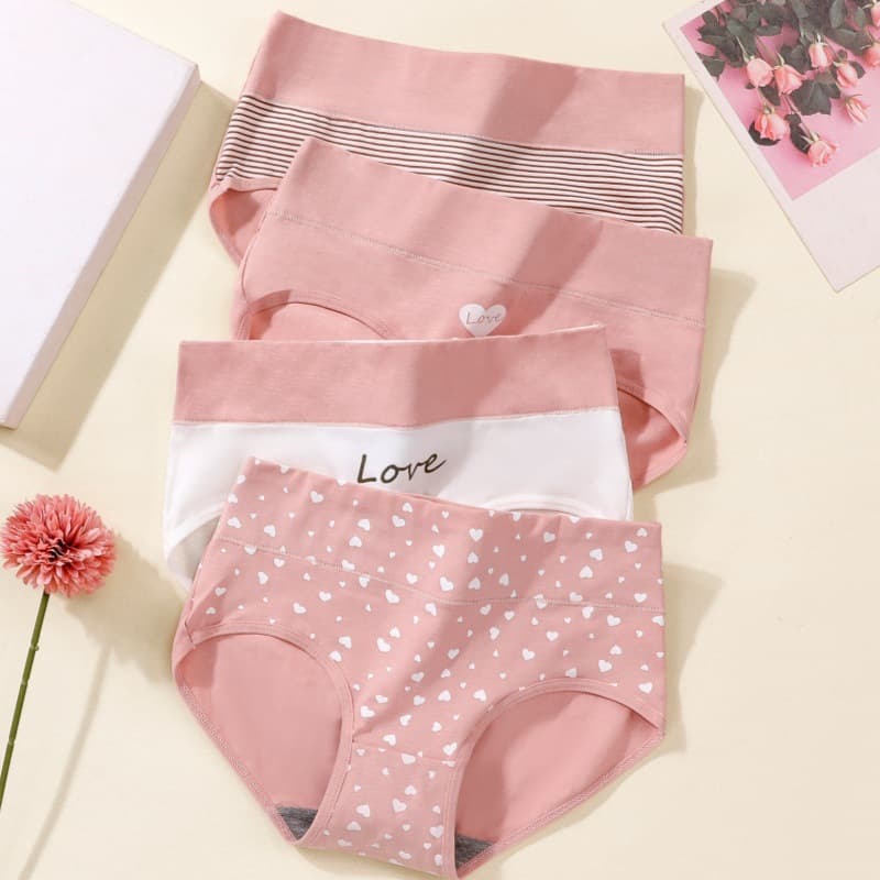 Girls' Mid-High Waist Underwear Women's Pure Cotton Breathable Printed 10A Graphene Antibacterial Girls' Student Development Period Shorts