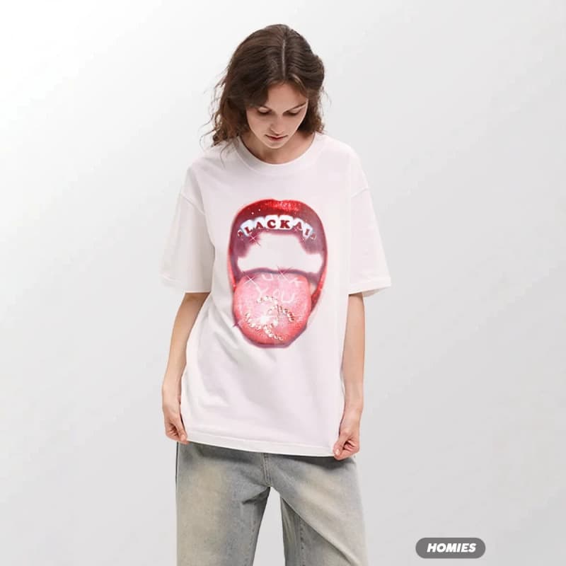 2026 Summer Printed Oversized Spoof Graphic T-Shirt American Retro High Street Cool Short-Sleeved T-Shirt for Men and Women