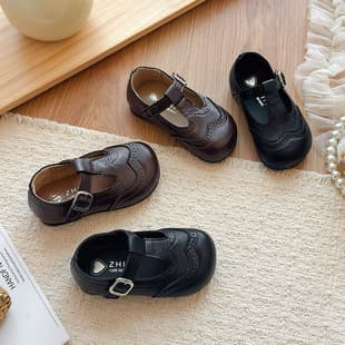 Girls Leather Shoes 2026 Autumn New Style Girls Single Shoes Princess Shoes British Style Breathable Soft Sole Baby Shoes