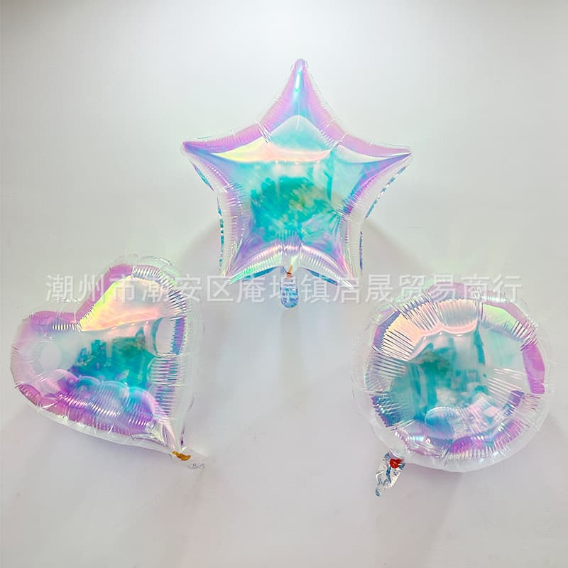 Amazon Colorful Balloon Laser Water Drops Peach Heart Five-pointed Star Aluminum Film 4D Balloon Wedding Party Decoration Floating Empty