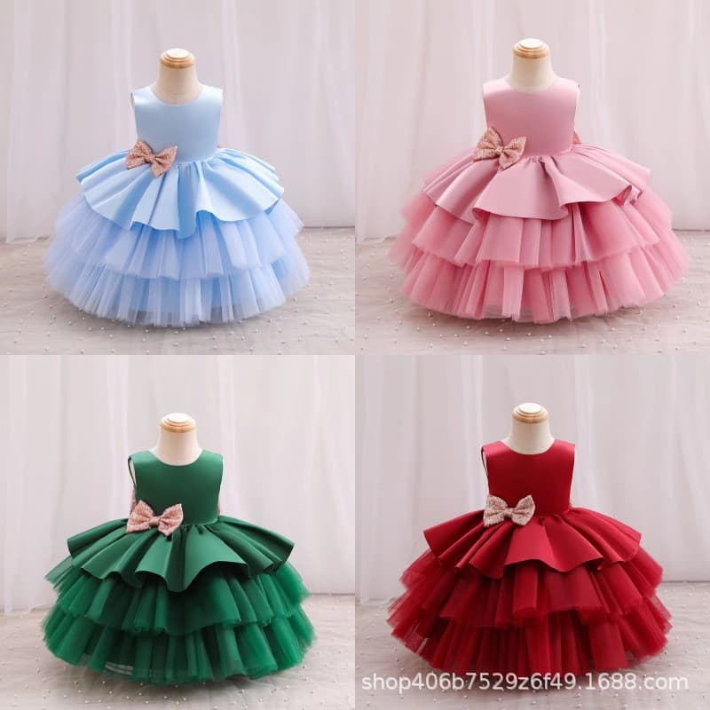 2025 Girls Summer Dress New Children's Tutu Dress Fashionable Baby Gown Mesh Princess Dress Birthday Dress