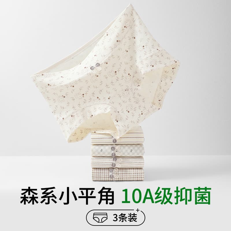 Cross-border Women's Cotton Panties Class A Baby Cotton Breathable Extended Crotch Wrap Hip Floral Short Flat Briefs Plus Size
