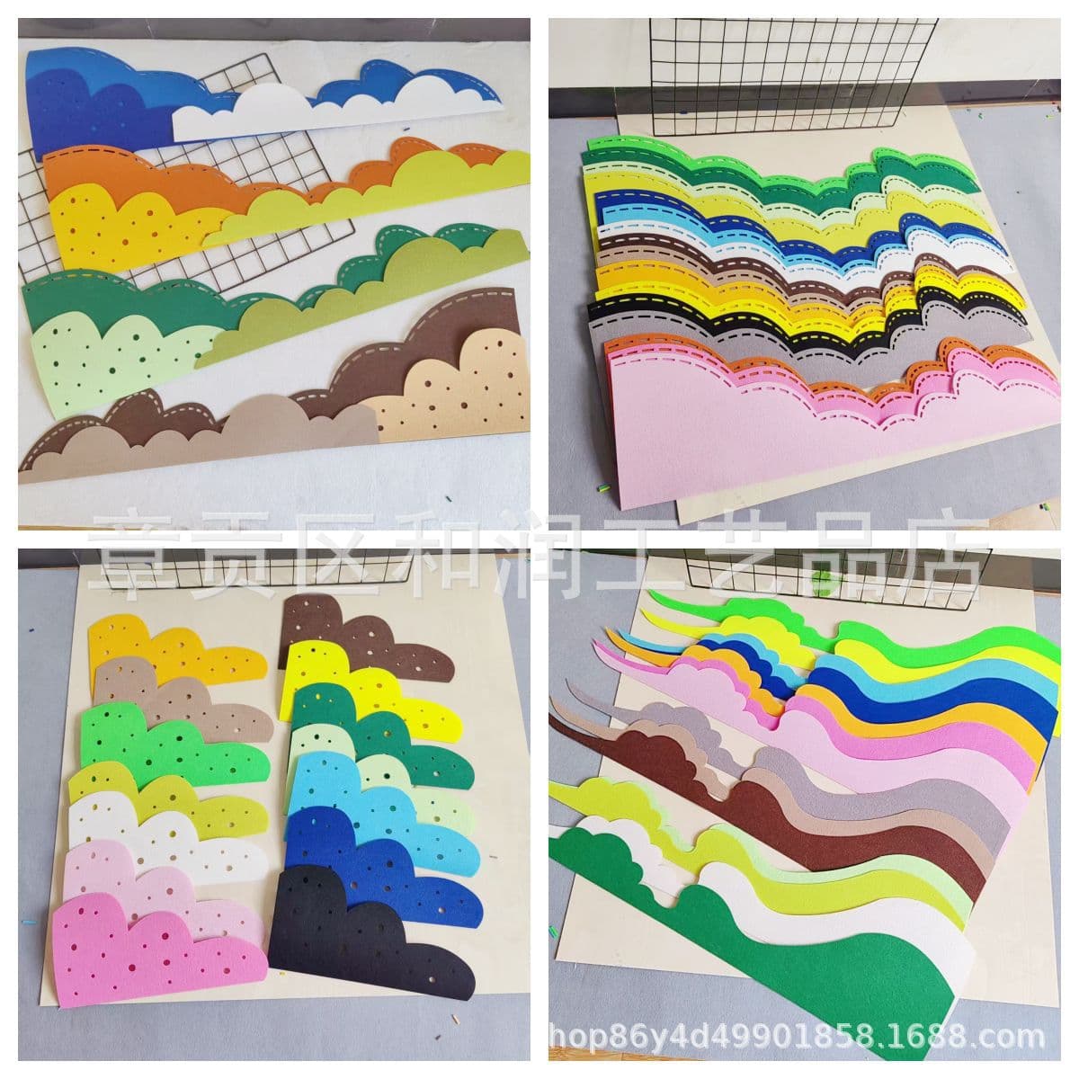 Small fresh and creative flower decoration kindergarten primary school classroom corridor environment layout material colorful large wavy strips