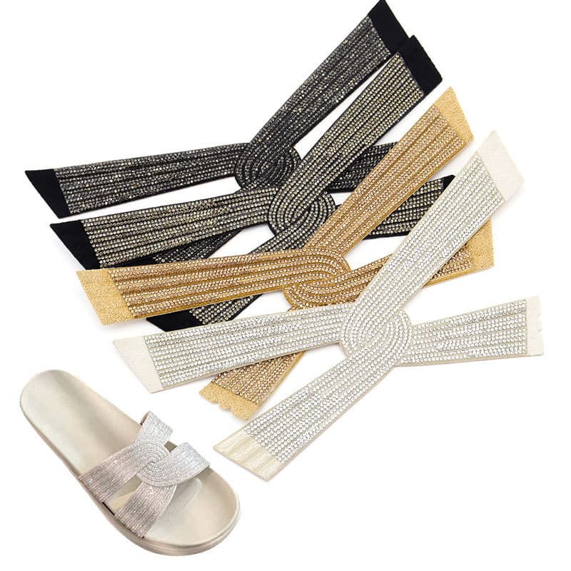 Wholesale Shoe Slippers Cross-Border Semi-Finished Upper Manufacturers Shoe Accessories Sandals Accessories Upper Decoration Rhinestones
