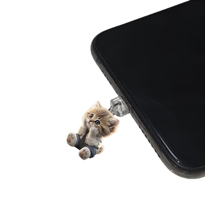 2D Flat Cross-Border Cat Acrylic Phone Dust Plug Decoration Oval Interface Port